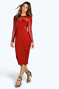 Boohoo Boutique Lily Polka Dot Bodycon Dress