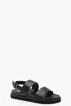 Boohoo Ava Double Strap Cleated Flat Sandals