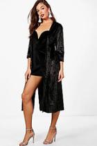 Boohoo Kelly Crushed Velvet Duster