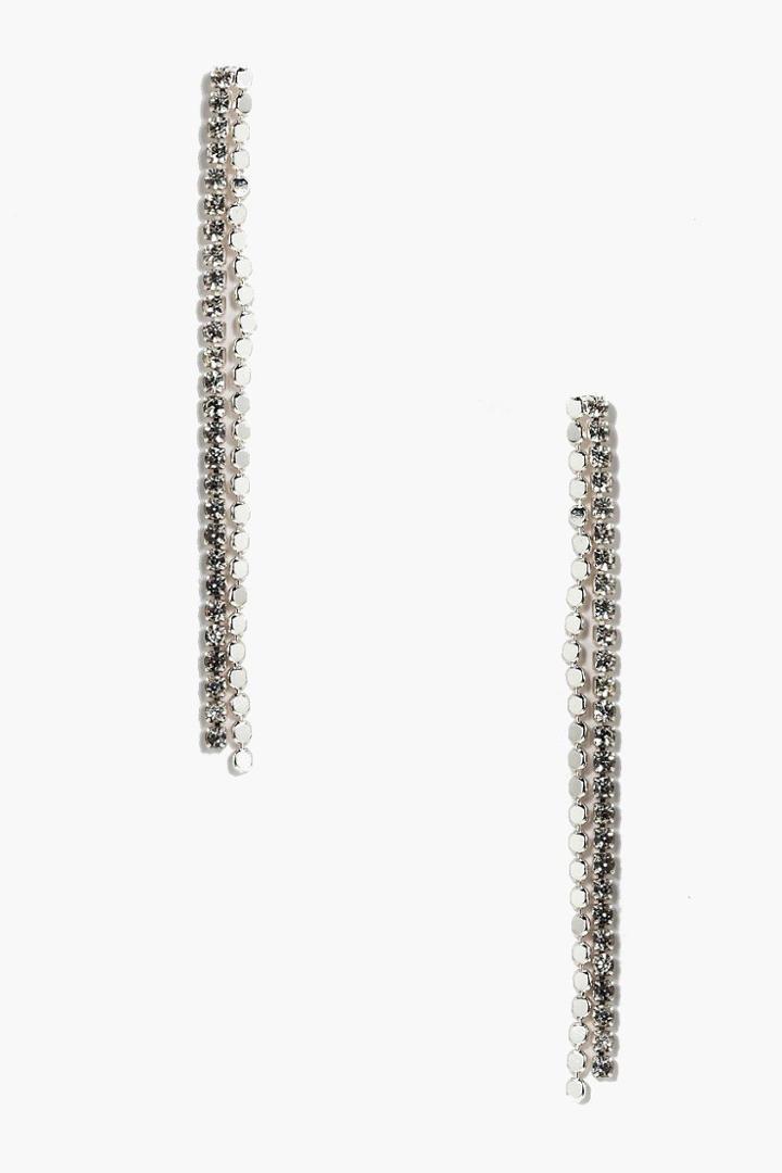 Boohoo Serena Coin & Diamante Drop Earrings Silver