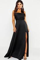 Boohoo Satin Bandeau Maxi Dress