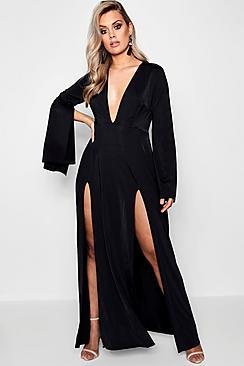 Boohoo Plus Split Flare Sleeve Maxi Dress