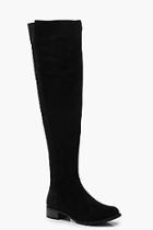 Boohoo Wider Calf Flat Knee High Boots