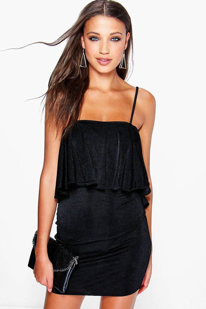 Boohoo Melanie Strappy Double Layer Bodycon Dress Black