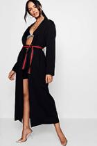 Boohoo Kate Longline Belted Duster With Tape Detail