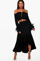 Boohoo Louise Off Shoulder Crop & Frill Maxi Co-ord