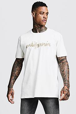 Boohoo Loose Fit California Front Print Tee