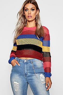 Boohoo Plus Open Knit Cropped Jumper