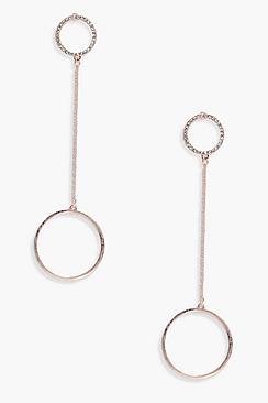 Boohoo Diamante Circle Drop Earrings