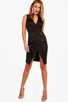 Boohoo Double Breasted Sleeveless Dress