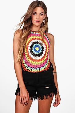 Boohoo Emma Multi-coloured Crochet Vest