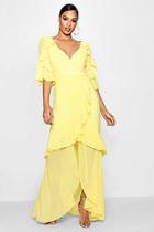 Boohoo Leia Chiffon Ruffle Maxi Dress