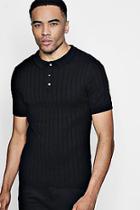 Boohoo Muscle Fit Rib Knitted Short Sleeve Polo.