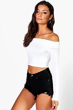 Boohoo Tall Izzie Off The Shoulder Crop Top
