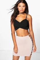 Boohoo Amaya Cut Work Side Scuba Mini Skirt