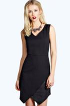 Boohoo Claire Pu Asymetric Bodycon Dress Black