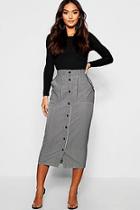 Boohoo Petite Woven Stripe Button Detail Pencil Skirt