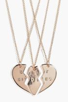Boohoo Paige 3 Piece Bestie Friendship Necklace Gold
