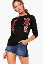 Boohoo Jenny Floral Embroidered Jumper