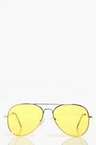 Boohoo Lola Yellow Lense Aviator Sunglasses