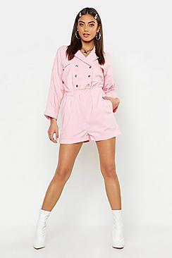 Boohoo Pastel Utility Pocket Woven Playsuit