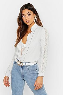 Boohoo Lace Insert Shirt