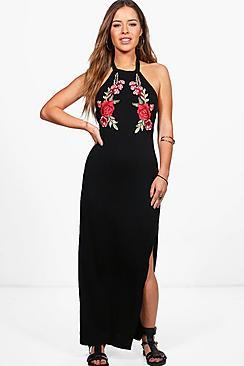 Boohoo Petite Dana Applique Detail Maxi Dress