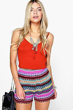 Boohoo Lola Knitted Multi Colour Runner Shorts