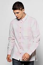 Boohoo Pink Tonal Check Long Sleeve Shirt