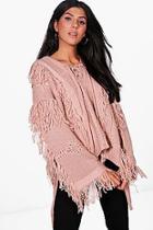Boohoo Lucy Boutique Lace Up Tassel Jumper