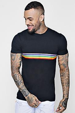 Boohoo Crew Neck Tee With Rainbow Stripe