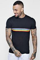 Boohoo Crew Neck Tee With Rainbow Stripe