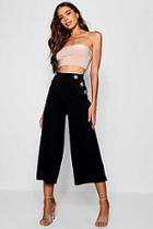 Boohoo Tall Horn Button Detail Crepe Culottes