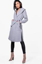 Boohoo Amber Studded Side Coat Grey