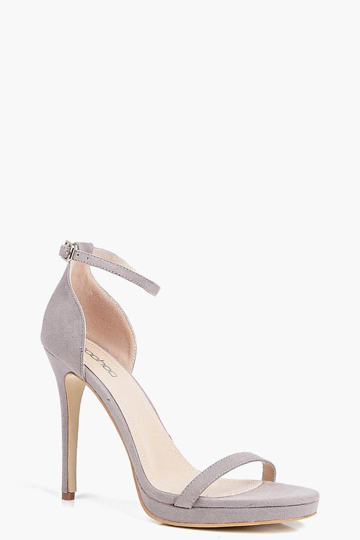 Boohoo Elizabeth Single Platform Two Part Heels Grey