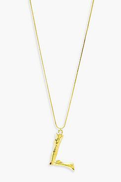 Boohoo Hammered Effect L Inital Pendant