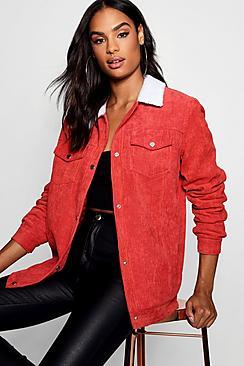 Boohoo Tall Borg Collar Cord Jacket
