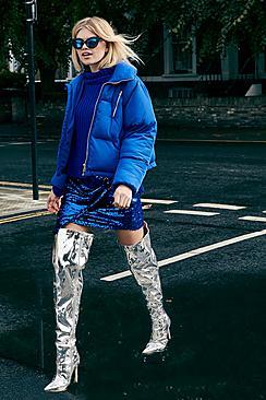 Boohoo Lauren O Ring Sequin Wrap Mini Skirt