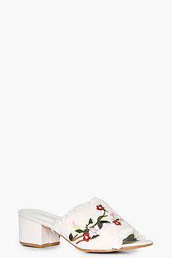 Boohoo Edith Floral Frayed Edge Mule