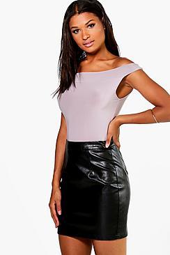 Boohoo Iman Woven A Line Leather Look Mini Skirt