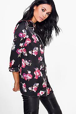 Boohoo Emma Floral Woven Pyjama Shirt