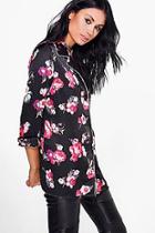 Boohoo Emma Floral Woven Pyjama Shirt