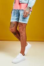 Boohoo Slim Fit Denim Shorts With Check Print