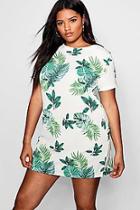Boohoo Plus Isla Palm Print Shift Dress