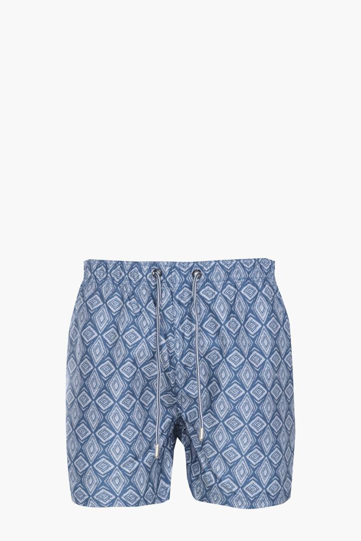 Boohoo Navy Aztec Print Swim Short Navy