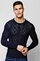 Boohoo Diamond Knitted Long Sleeve Polo