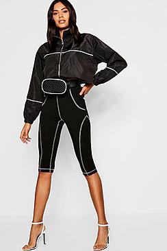 Boohoo High Waist Contrast Stitch Leggings