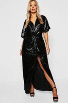 Boohoo Gemma Collins Kimono Twist Sequin Maxi Dress