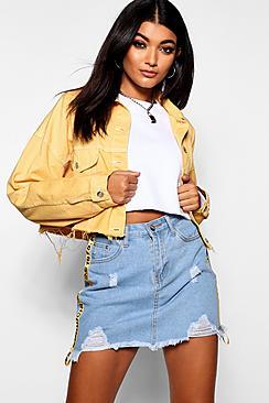 Boohoo Mustard Cropped Oversized Denim Jacket