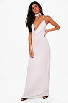 Boohoo Michella Bolo Neck Tie Belted Maxi Dress